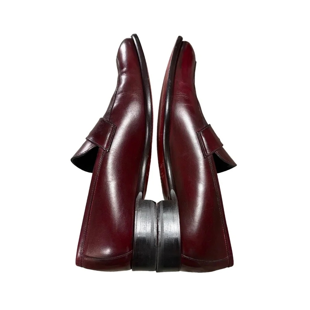 Paul Evans Penny Loafers Men *9 Oxblood Burgundy Leather Italian Dress Shoes EUC